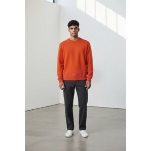 Malo Cashmere Sweater 48 Medium Orange Crewneck L/S Italy Knitwear Luxury